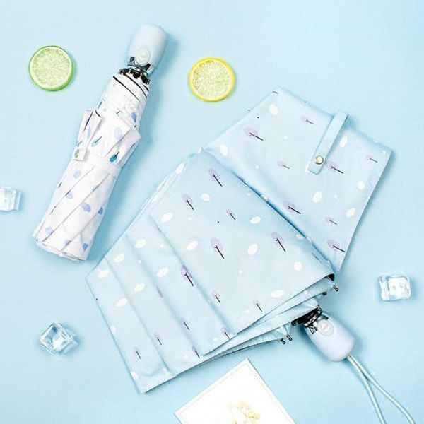 

umbrellas windproof small fresh forest temperament automatic umbrella sunscreen anti-ultraviolet three-fold sun