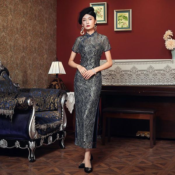 

ethnic clothing bud silk cheongsam temperament socialite show thin long restoring ancient ways of old shanghai autumn in 2021, Red