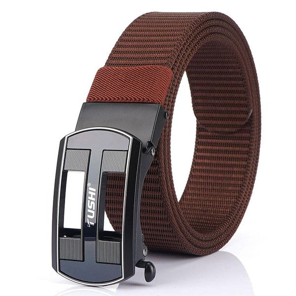 

belts 3.5cm automatic buckle casual joker men's belt quick-drying breathable nylon luxury designer brand correas para mujer, Black;brown