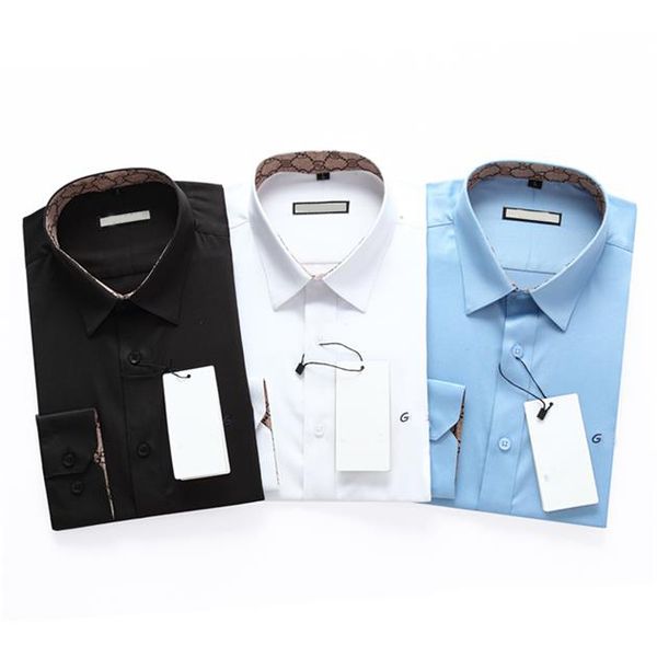 

2021 luxury designer fashion men's fashion long sleeve shirt business fashion casual brand men's shirt spring slim shirt brand s-3, White;black