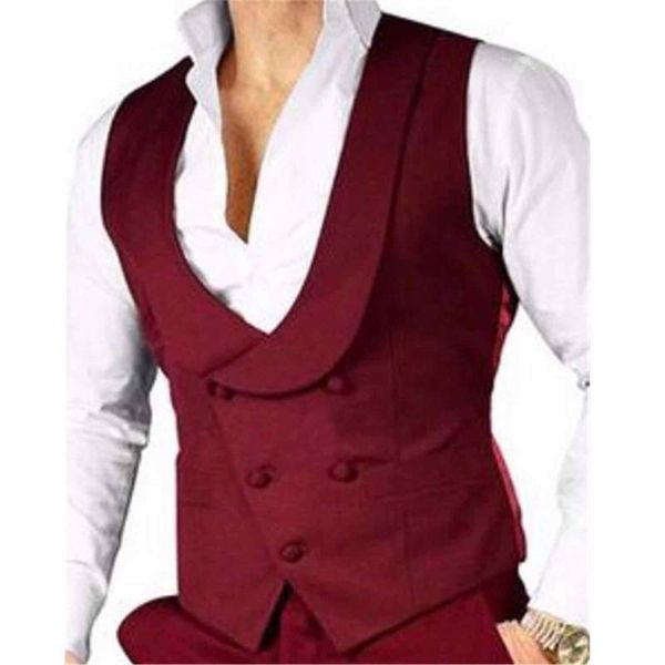 

men's vests double breasted burgundy vest for groomsmen shawl lapel custom one piece slim fit men waistcoat man fashion costume, Black;white
