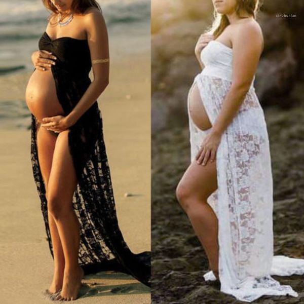 

maternity dresses couple pography props gown lace dress fancy shooting po summer pregnant plus size1, White