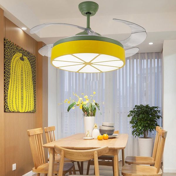 

nordic modern invisible fan lights acrylic leaf led ceiling fans 110v / 220v wireless control ceiling fan light