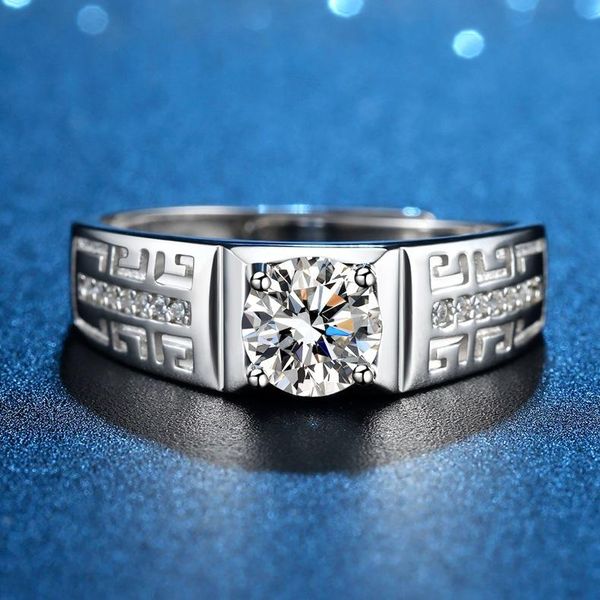 

wedding rings sterling 925 platinum plated moissanite ring simple and elegant man's couple, Slivery;golden
