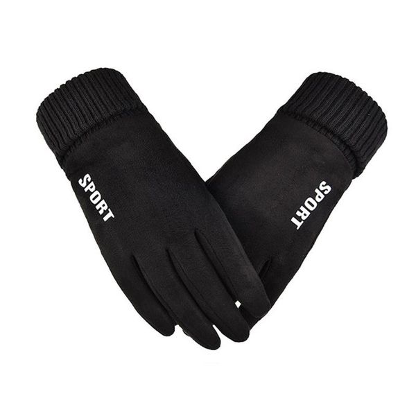 

five fingers gloves winter warm ladies women' fashion suede warmth and velvet thickened touch screen cycling non-slip, Blue;gray