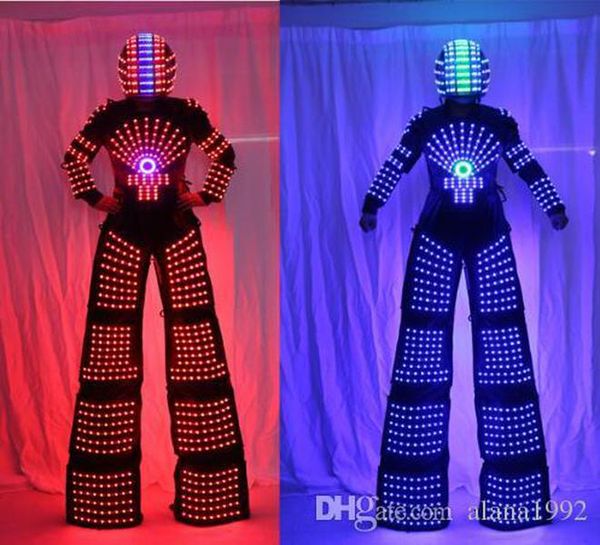 

rgb flashing led costume /led stilts walker /light suits /led robot suits /kryoman robot /david guetta robot with helmet
