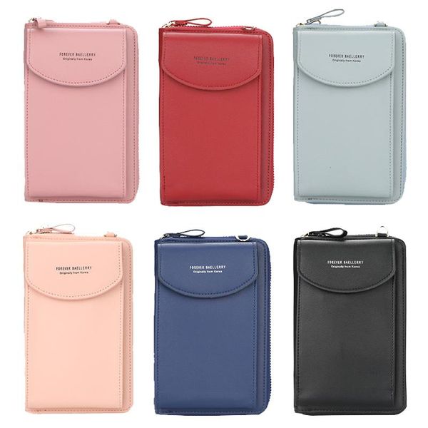 

wallets women wallet cell phone long wristlet ladies handbag purse clutch messenger shoulder straps bag, Red;black