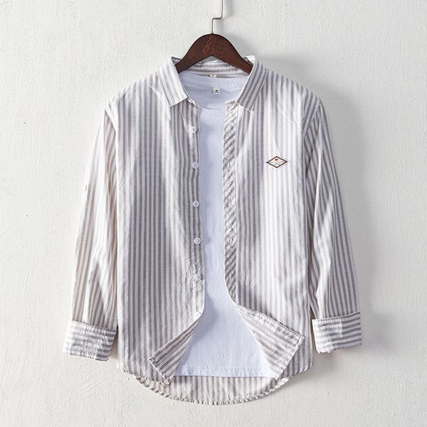 

2021 spring new arrival long-sleeved stripe cotton brand casual comfortable shirts for men fashion trendy shirt male jswo, White;black