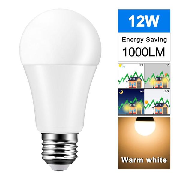 

led pir motion sensor lamp 220v 110v dusk to dawn light bulb e27 ip42 with sensor smart light bulb 12w day night