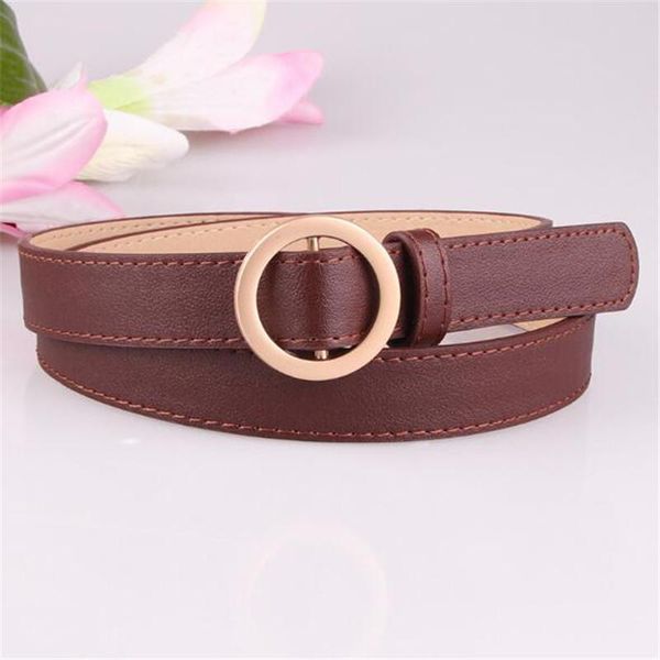

105cm*2.4cm waistband woman solid color pu belts female fashion lady metal round buckle dress strap, Black;brown
