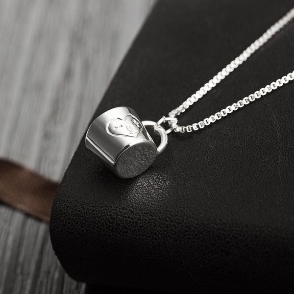 

pendant necklaces trendy simple love cup for women girls ginkgo geometric collar choker jewelry birthday gifts, Silver
