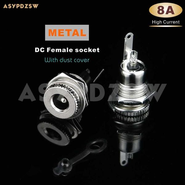 

smart power plugs 20 pcs dc-099-hc metal plug connector 8a high current 5.5*2.1mm dc supply female socket with dust cover