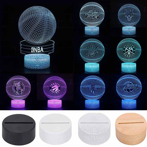 

multi styles led base table lamp night light 3d illusion lamps basketball 4mm acrylic lights panel rgb with remote