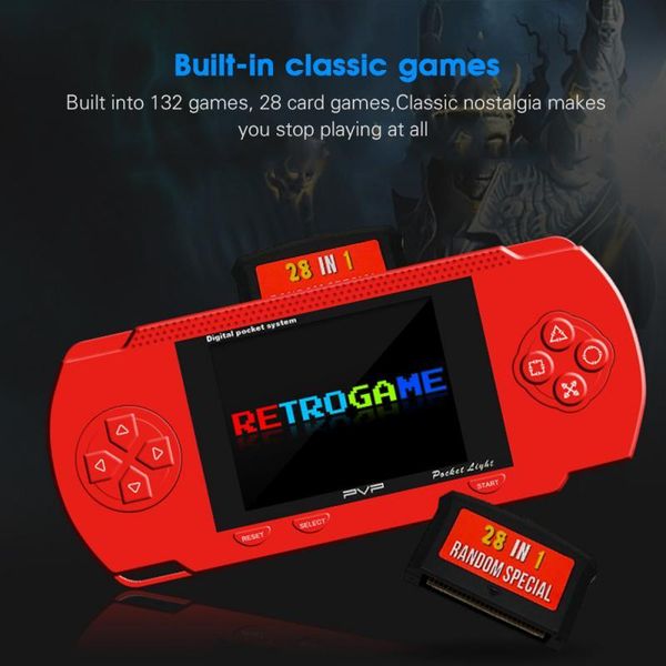 

portable game players retro mini console pvp 8-bit built-in 132 games + card 28 nostalgic children's player for friends' gift
