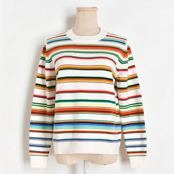 

women's sweaters luxury designer brand knitted pullovers for women o neck striped loose sweater, White;black