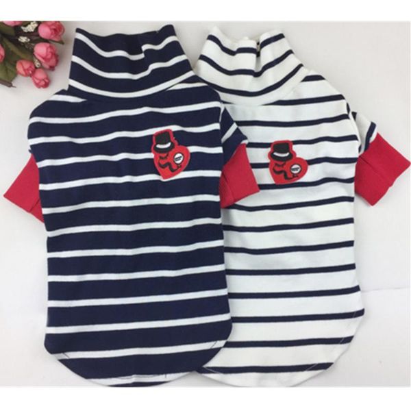

dog apparel 10pc/lot autumn pet stripe t-shirt clothes cute style puppy cat shirt vest for chihuahua yorkshire drop-