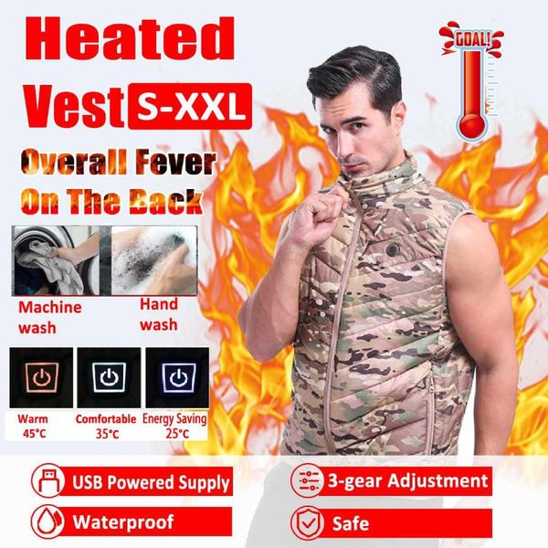 

carpets camouflage usb electric heated vest men outdoor heating jacket washable women winter hiking thermal warm waistcoat