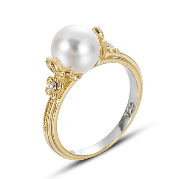 

big imitation pearl ring for women statement jewelry elegant anniversary party ring, Silver