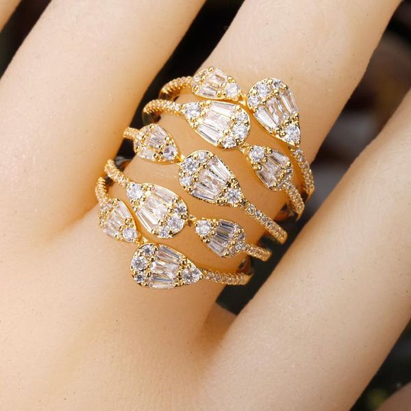 

wedding rings bridetalkluxury geometry bold statement for women bridal engagement jewelry cubic zirconia cz accessories, Slivery;golden