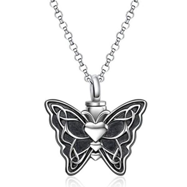 

pendant necklaces butterfly shape ashes cremation keepsake urn necklace memorial jewelry, Silver