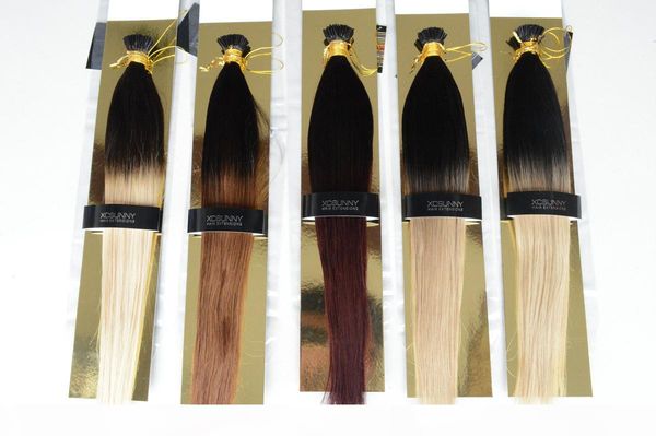 

100g hair extensions ombre i tip hair extensions remy thick 18"20" 1g s 100% indian remy human hair, Black