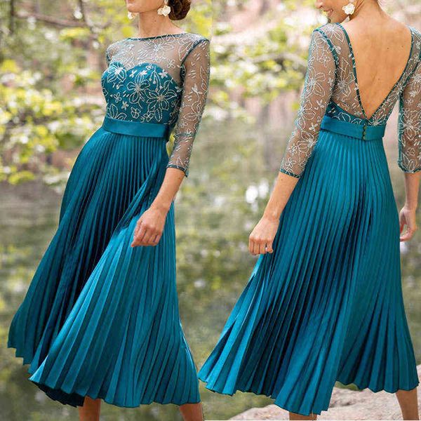 

luxury party evening dress 2021 autumn winter women's round neck perspective backls, Black