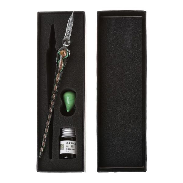 

vintage handmade art elegant crystal floral glass dip pen sign ink pens gift