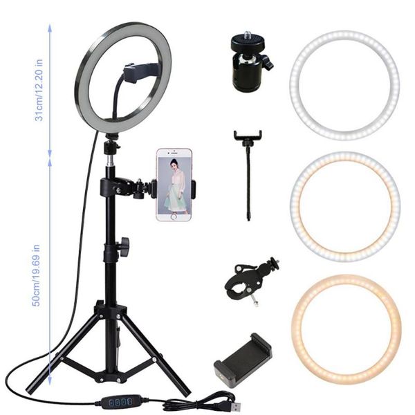 

26cm/10inch led selfie ring light dimmable led ring lamp p video camera phone light ringlight for live youtube fill