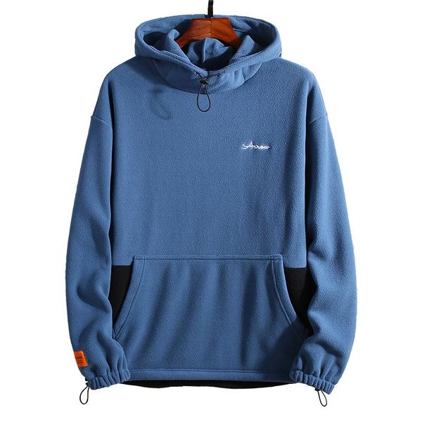 

men's jackets polar fleece warmth thickened stand-up collar youth half-high plus sweater trend pullover winter jacket, Black;brown