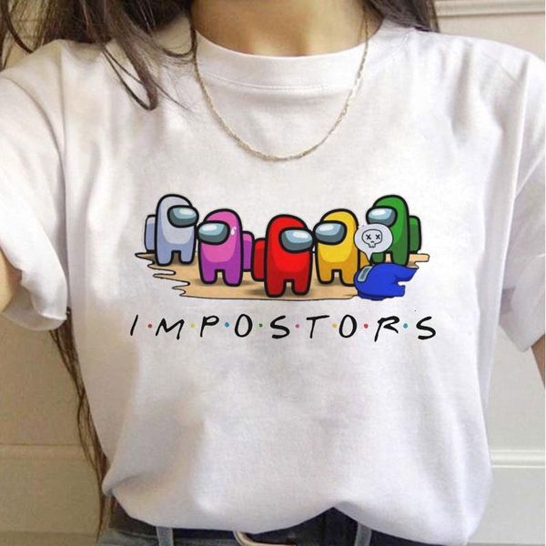 

summer new game among us t shirt harajuku streetwear video game street style t-shirt funny cartoon anime tshirt hip hop tees, White