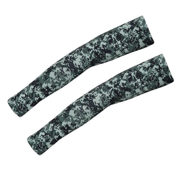 

elbow & knee pads camouflage arm sleeves outdoor riding fishing sun uv protection cover ice silk sunscreen cuff, Black;gray