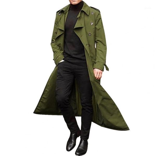 

men's trench coats jacket coat men slim double-breasted lapel windbreaker western style winter long design male overcoat 2xl, Tan;black