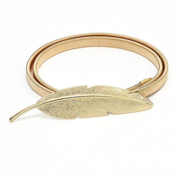 

fashionable new metal spring women's waist chain bird feather button personalized elastic chain women's thin belt, Black;brown