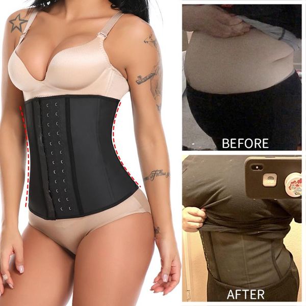 

women's shapers waist trainer body shaper latex tummy trimmer long torso women slimming sheath belly shaping shapewear modeling belt co, Black;white