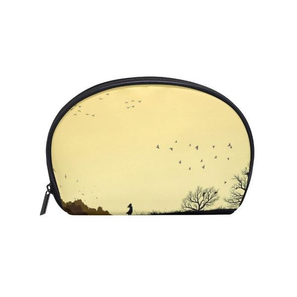 

fengju multifuncition shell cosmetic bag purse half moon hanging travel toiletry pouch for girls woman horizontal girl fileld