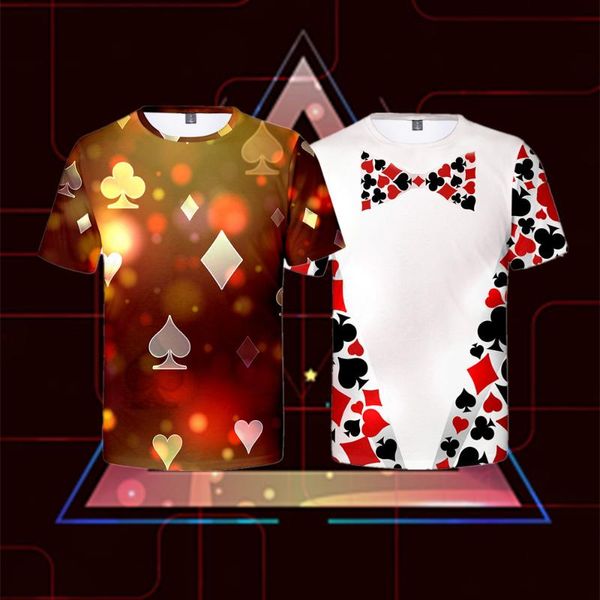 

men's t-shirts poker creative personality 3d printing pullover round neck man women comfortable fashion short sleeve child size movemen, White;black