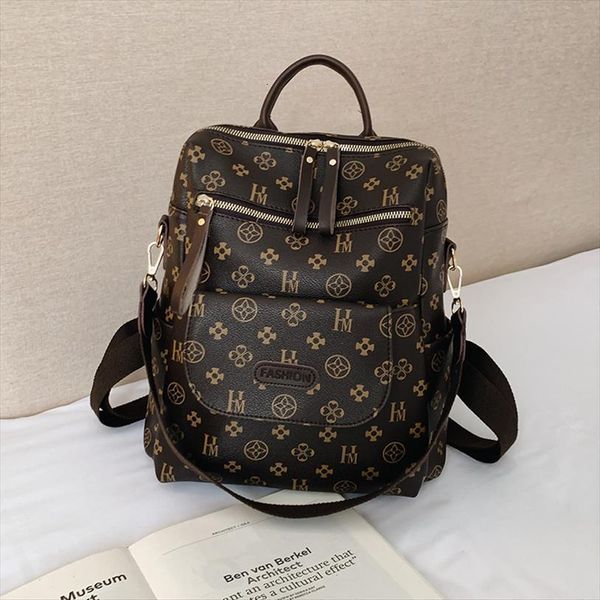 

classic flower backpack pu leather designer french style luxurious lady vintage bag for women