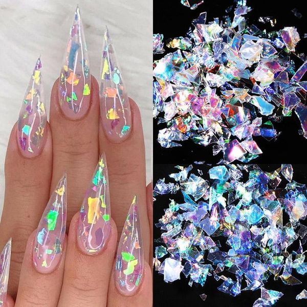 

nail glitter 1 bag 5g candy sequins glass paper flakies irregular colorful diy art decoration, Silver;gold