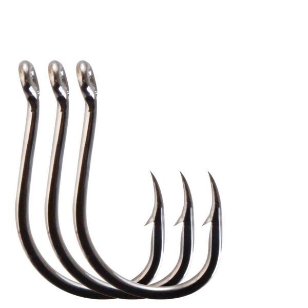 

high carbon steel fishing hooks size1#~12# barbed ringed long shank certain flexibility toughness curved tips