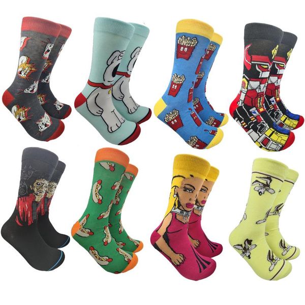 Calzini da uomo Happy Anime Uomo Donna Hip Hop Divertente Novità Calcetines Skateboard Pallacanestro Ciclismo Corsa Sport da strada Meias