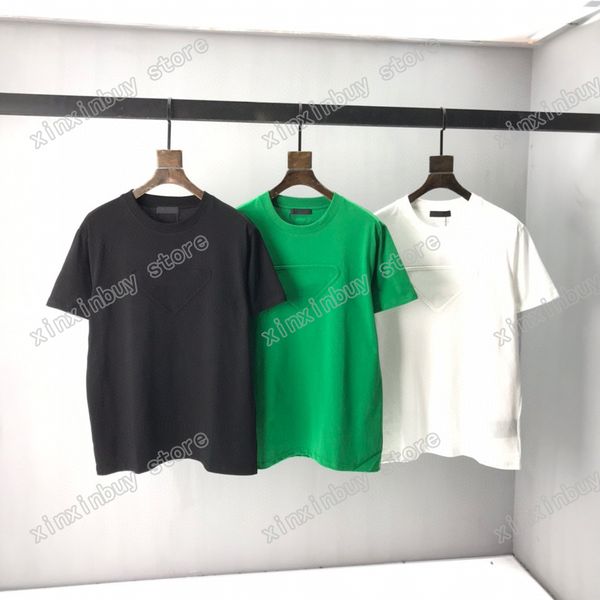 

22ss men women designers t-shirts tee triangle emboss letters short sleeve man crew neck paris fashion streetwear black green white m-2xl, White;black