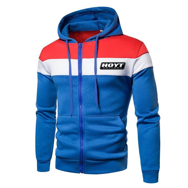 

men's hoodies & sweatshirts spring and autumn men hoyt logo print custom madethin cotton colorblock zipper jacket male long sleeve hood, Black