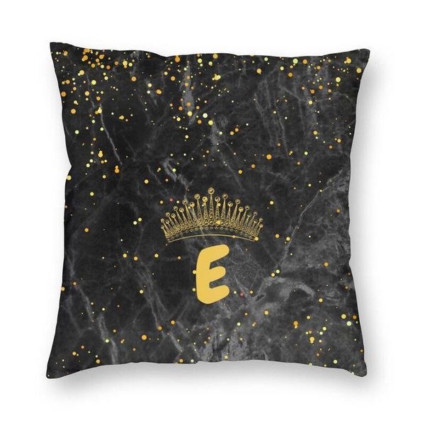 

cushion/decorative pillow golden marble crown letter e cushion cover alphabet initial floor case for sofa cool pillowcase home deco