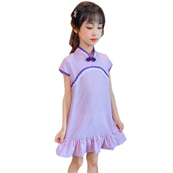 

girl's dresses girls summer dress chinese style cheongsam lace floral children party teenage kids costume 6 8 10 12 14, Red;yellow