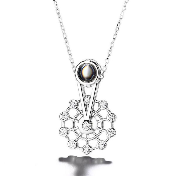 

pendant necklaces ferris wheel explosion jewelry 100 languages i love you s925 sterling silver necklace lady clavicle 2021