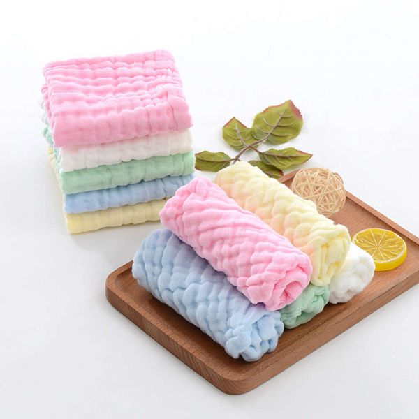 

cotton plain combed cotton saliva six layer gauze seersucker children handkerchief square soft face towel, White
