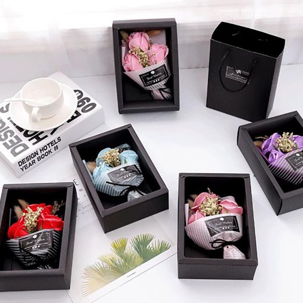 

decorative flowers & wreaths soap rose valentine's day small bouquet diy flower gift box wedding home festival w1220