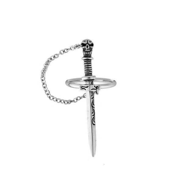 

designer rings punk skull sword movable plug-in finger ring medieval knight dagger band r2le, Golden;silver
