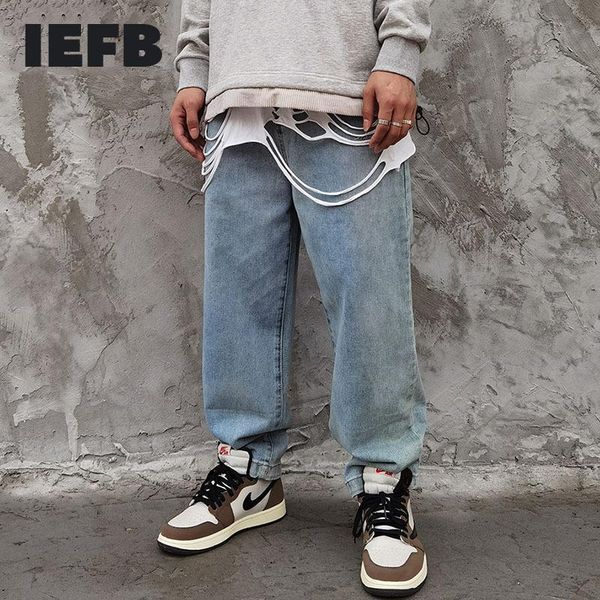 

iefb sprign new vintage straight blue jeans men's causal fashion ins casual denim pants for male 2021 trend clothes 9y5639