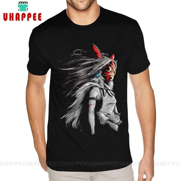 

men's t-shirts short sleeves round collar pure cotton princess mononoke tee-shirts big man's s t shirts, White;black